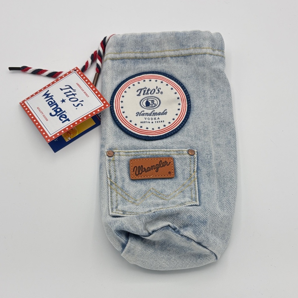 Wrangler x Tito's Light Blue Denim Bottle Sleeve NEW - just sleeve no glass!